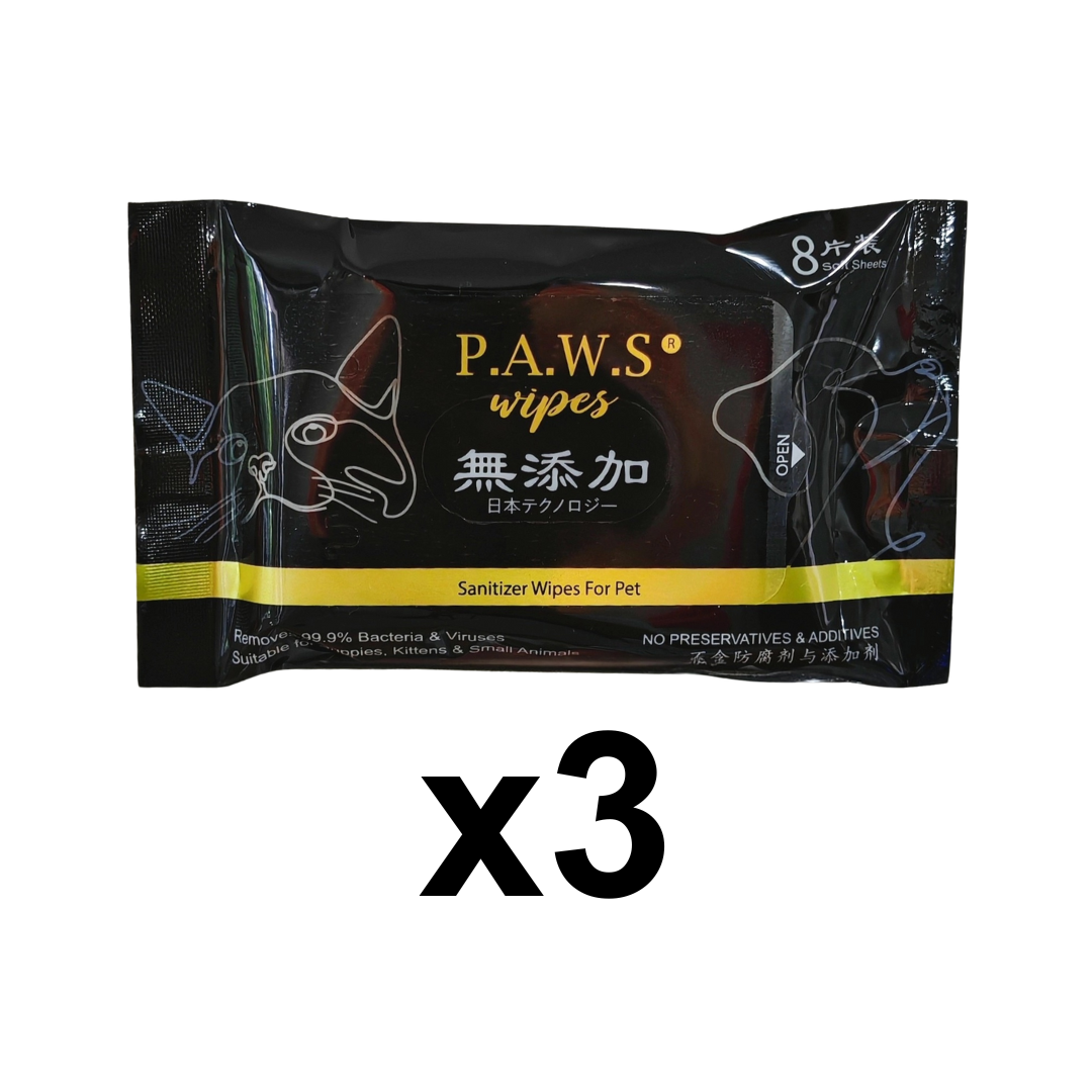For Furry Friends P.A.W.S Travel Wipes 8pcs (Uscented, Rose, Lavender)