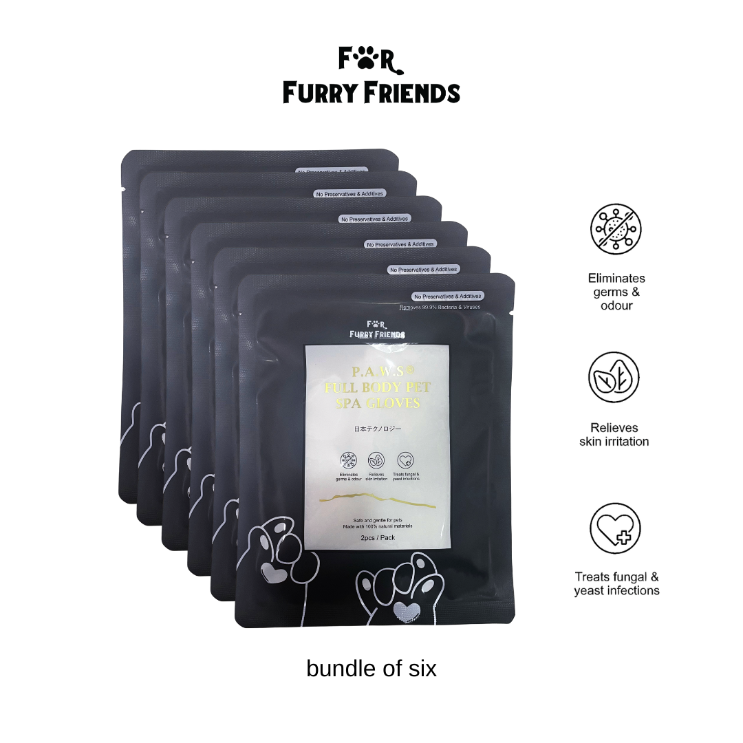 For Furry Friends P.A.W.S Full Body Pet Spa Gloves - 1 set of 6 packets