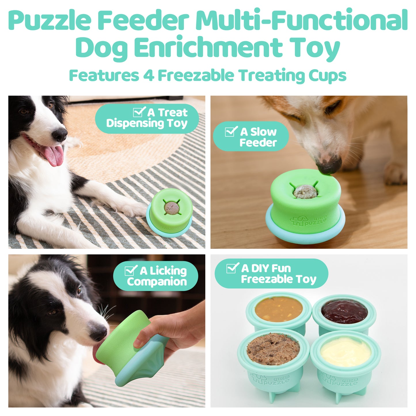 Puzzle Feeder Interactive Dog Toy Lickpop Green