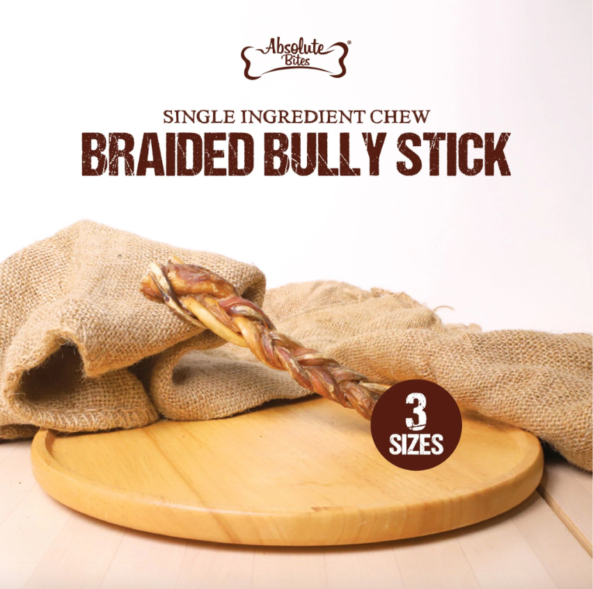 Absolute Bites Braided Bully Stick (M, 2 Pcs)