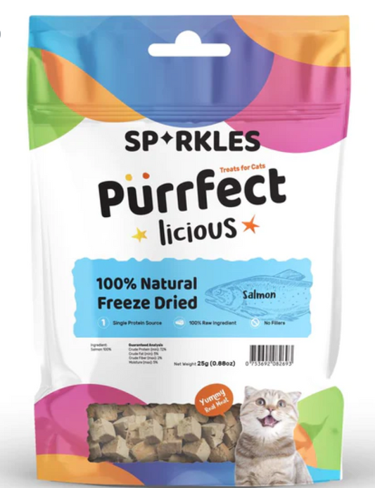 Sparkles Purrfectlicious 100% Natural Freeze Dried Salmon Grain-Free Cat Treats 25g