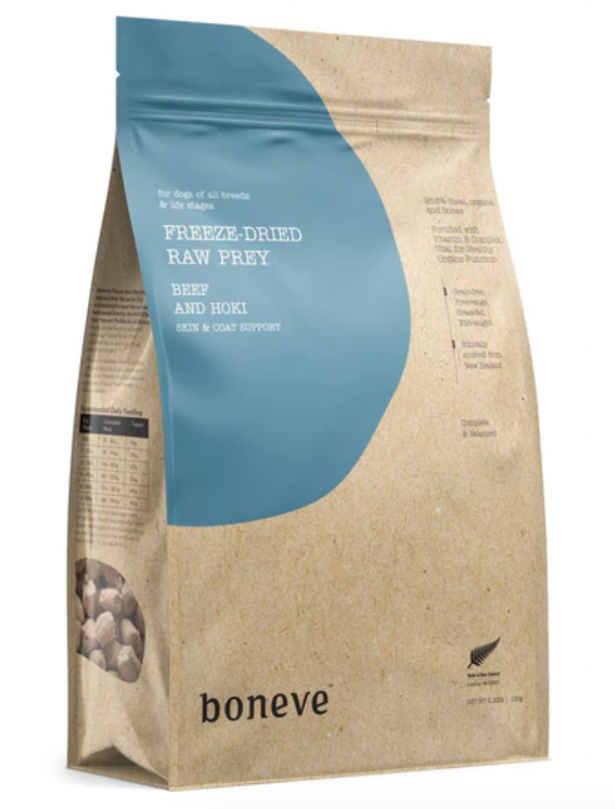 Boneve Beef & Hoki Skin & Coat Support Freeze-Dried Dog Food - 100g