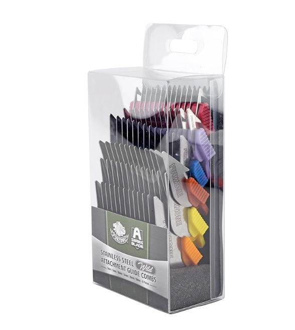 Furzone Wide Clipper Guard Comb Attachment Short 6 Pack Set Stainless Steel Attachment Guide Comb Set