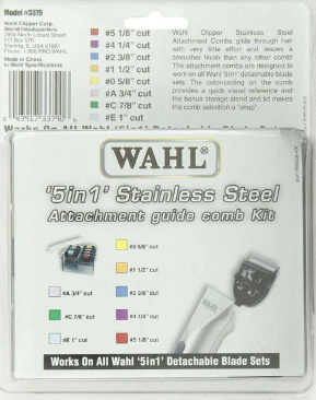 WAHL Professional Animal Stainless Steel Attachment Guide Comb Set for Wahl Chrom
