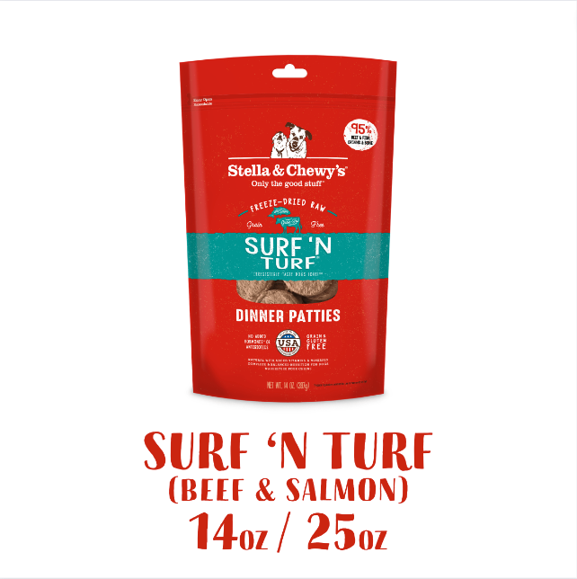 Stella & Chewy's Freeze Dried Dinner Patties Surf & Turf (14OZ/25OZ)