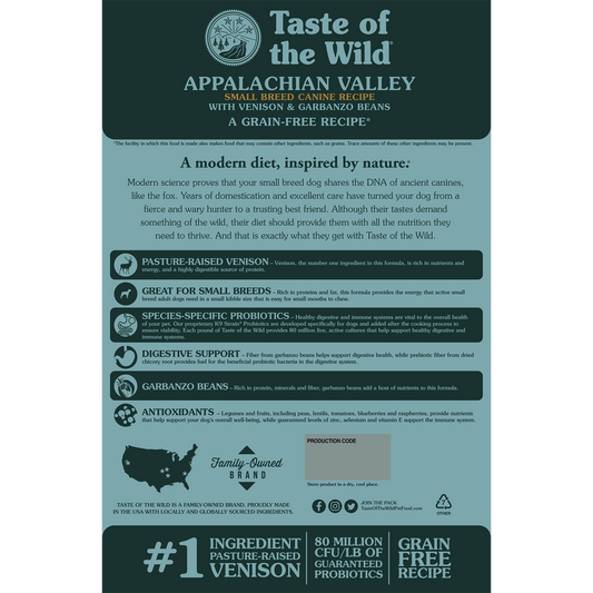 Taste Of The Wild - Appalachian Valley Small Breed Canine Recipe 2kg