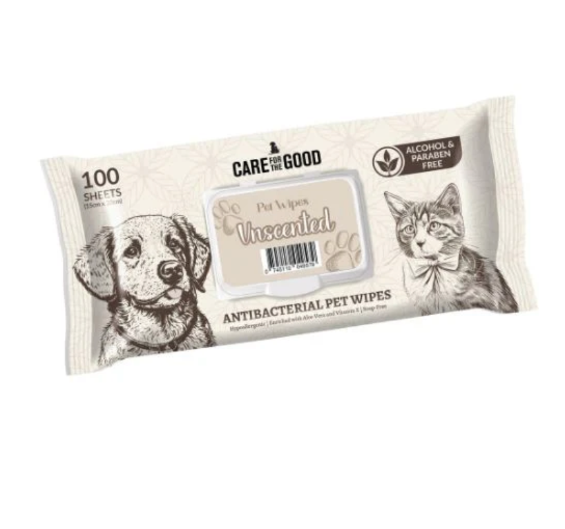 Care For The Good Antibacterial Wipes For Dogs & Cats (Unscented)