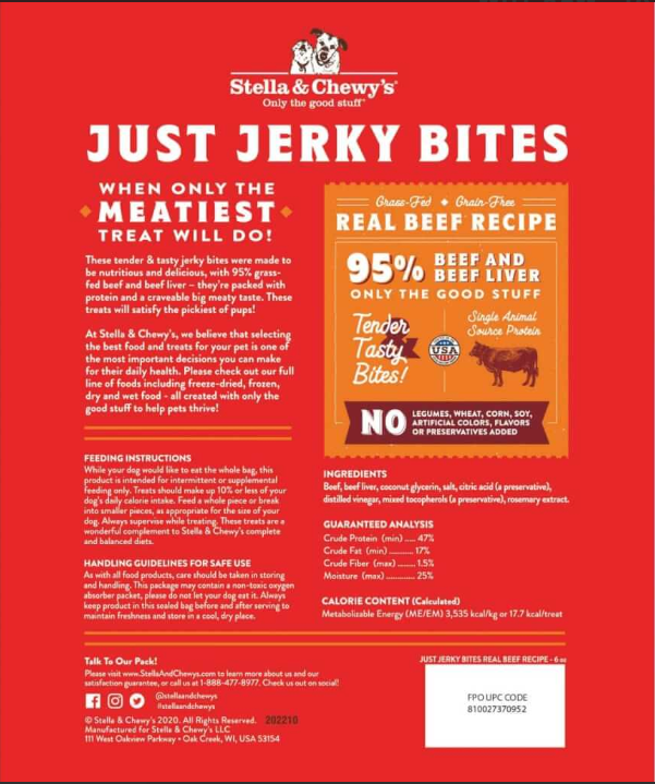Stella & chewy's - Just Jerky Bites Real Beef Recipe