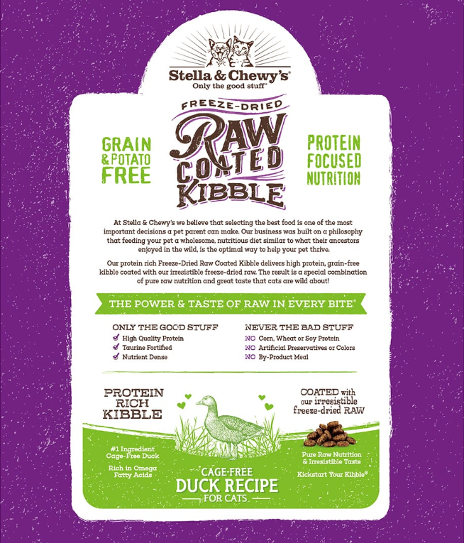 Stella & Chewy's - Raw Coated Kibble Cage-Free Duck Recipe for Cats