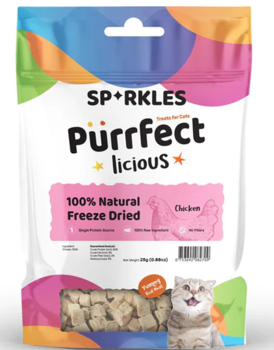 Sparkles Purrfectlicious 100% Natural Freeze Dried Chicken Grain-Free Cat Treats 25g