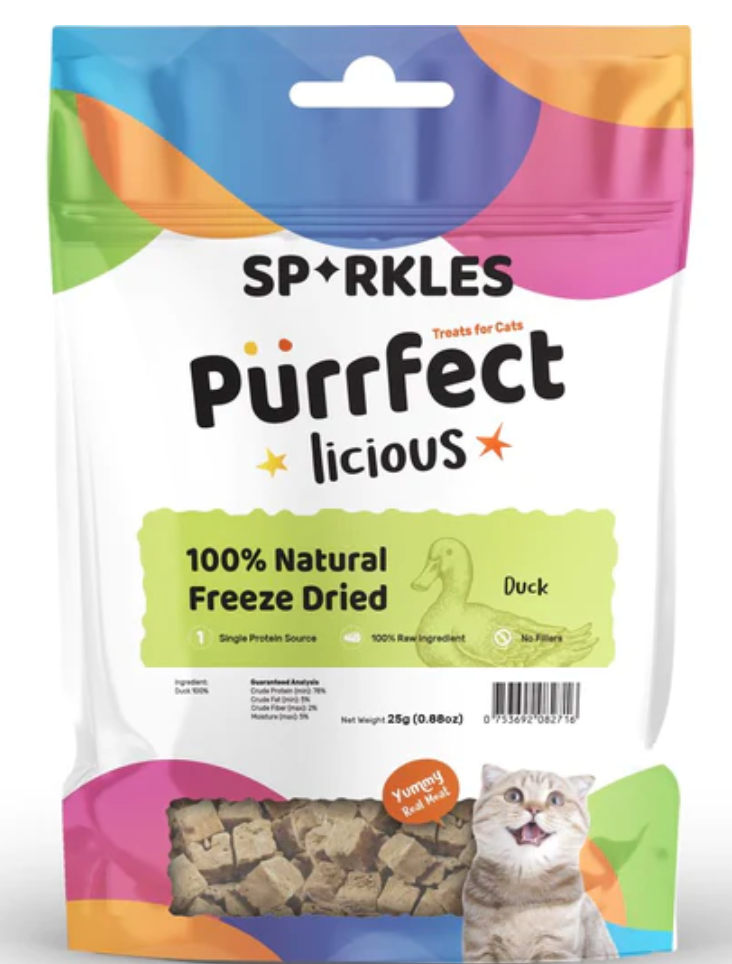 Sparkles Purrfectlicious 100% Natural Freeze Dried Duck Grain-Free Cat Treats 25g