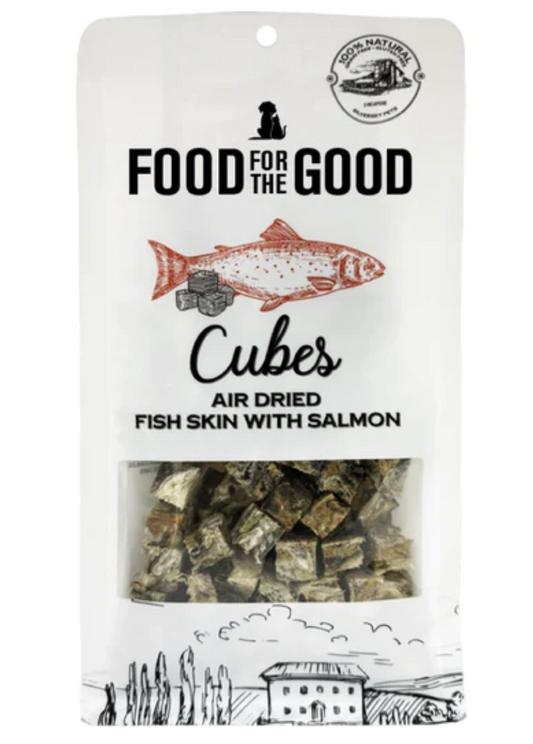 Food For The Good Fish Skin With Salmon Cubes Air-Dried Treats For Cats & Dogs 120g