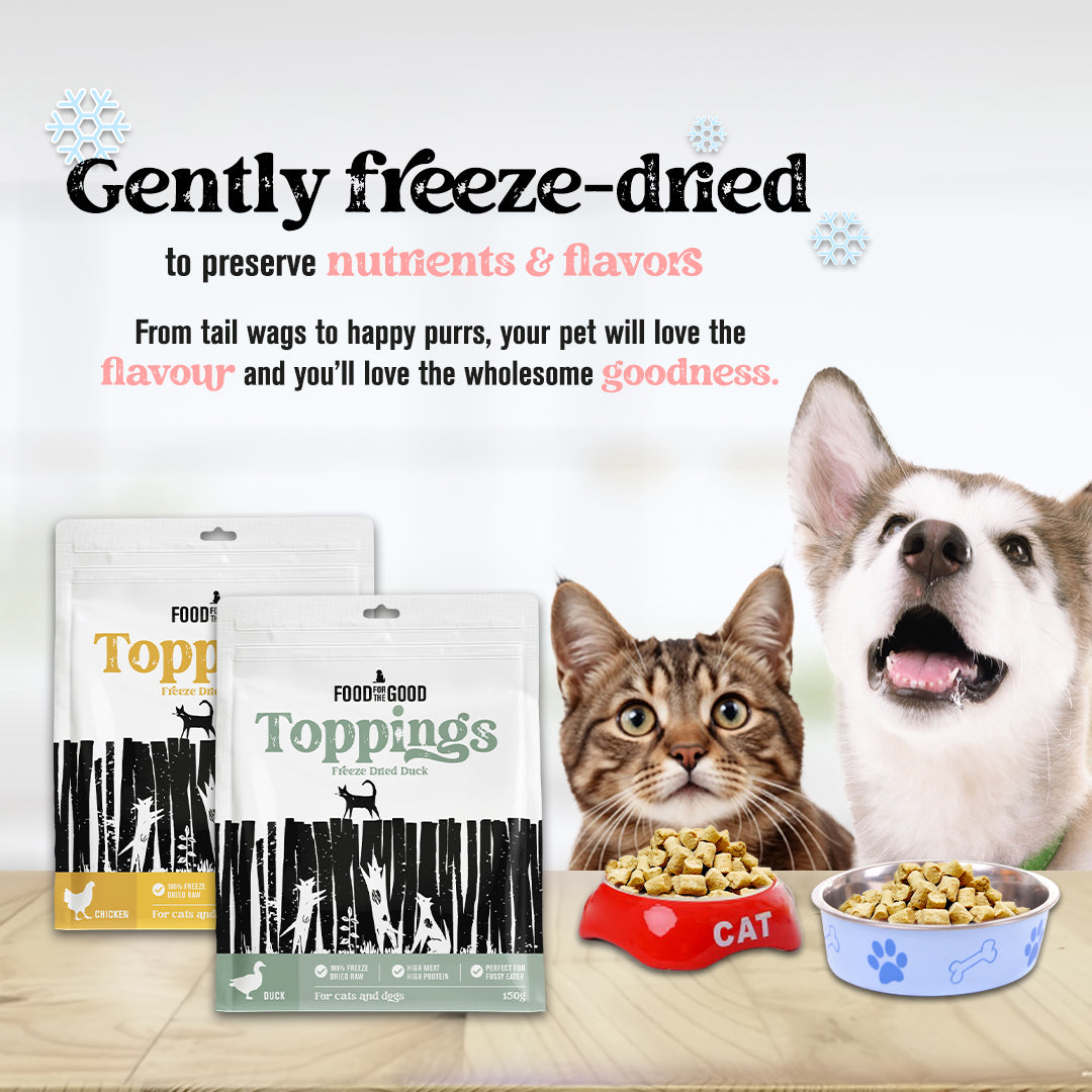 Food For The Good | FFTG Freeze Dried Raw Toppings for Cats & Dogs 250g - 4 Flavours | High Protein