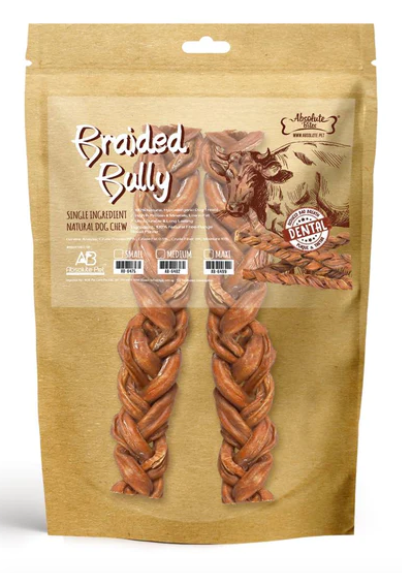 Absolute Bites Braided Bully Stick (M, 2 Pcs)